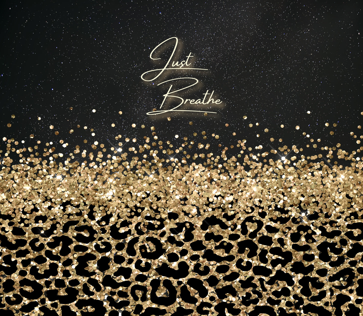 Just breathe black glitter tumbler