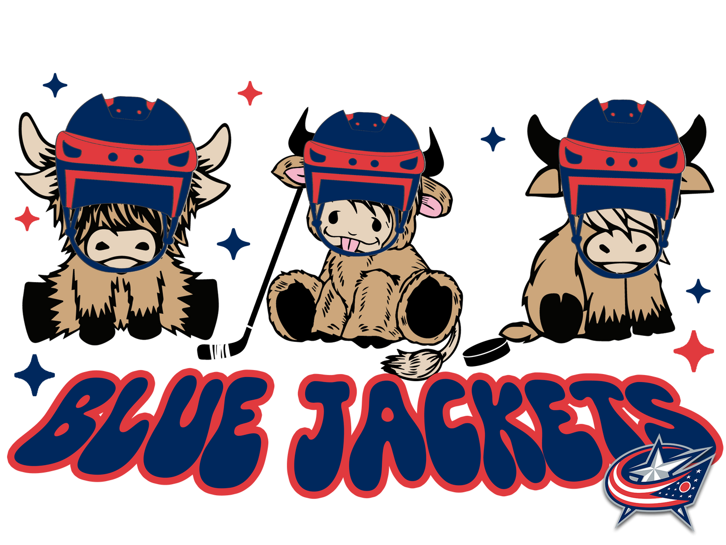 Blue jackets cow