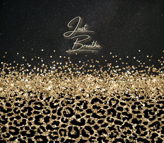 Just breathe black glitter tumbler