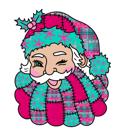 Teal & pink santa